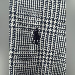 Vintage Polo Ralph Lauren Blue & White Houndstooth Plaid Polo Shirt L
